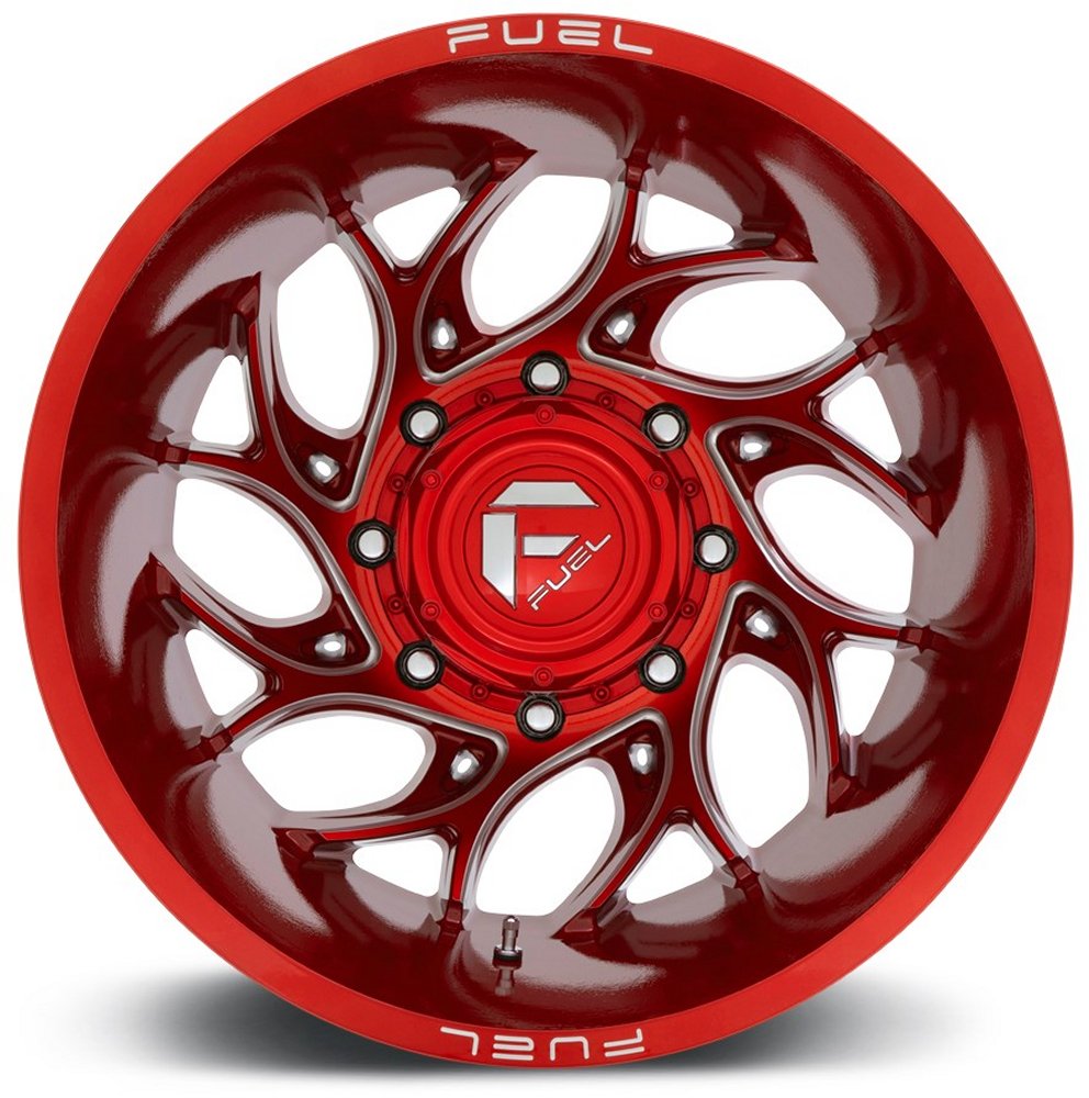 (Clearance - No Returns) 22x8.25 Fuel Off-Road Runner Candy Red Milled Dually Rear Outer D742 8X6.5/165 -240MM 121.5 C.B. - Flex Offroad