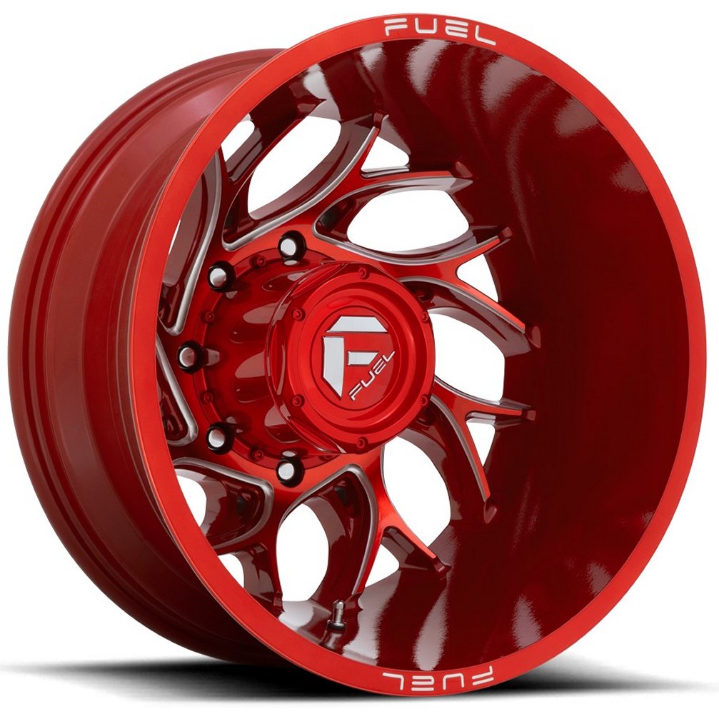 (Clearance - No Returns) 20x8.25 Fuel Off-Road Runner Candy Red Milled Dually Rear Outer D742 8X6.5/165 -240MM 121.5 C.B. - Flex Offroad