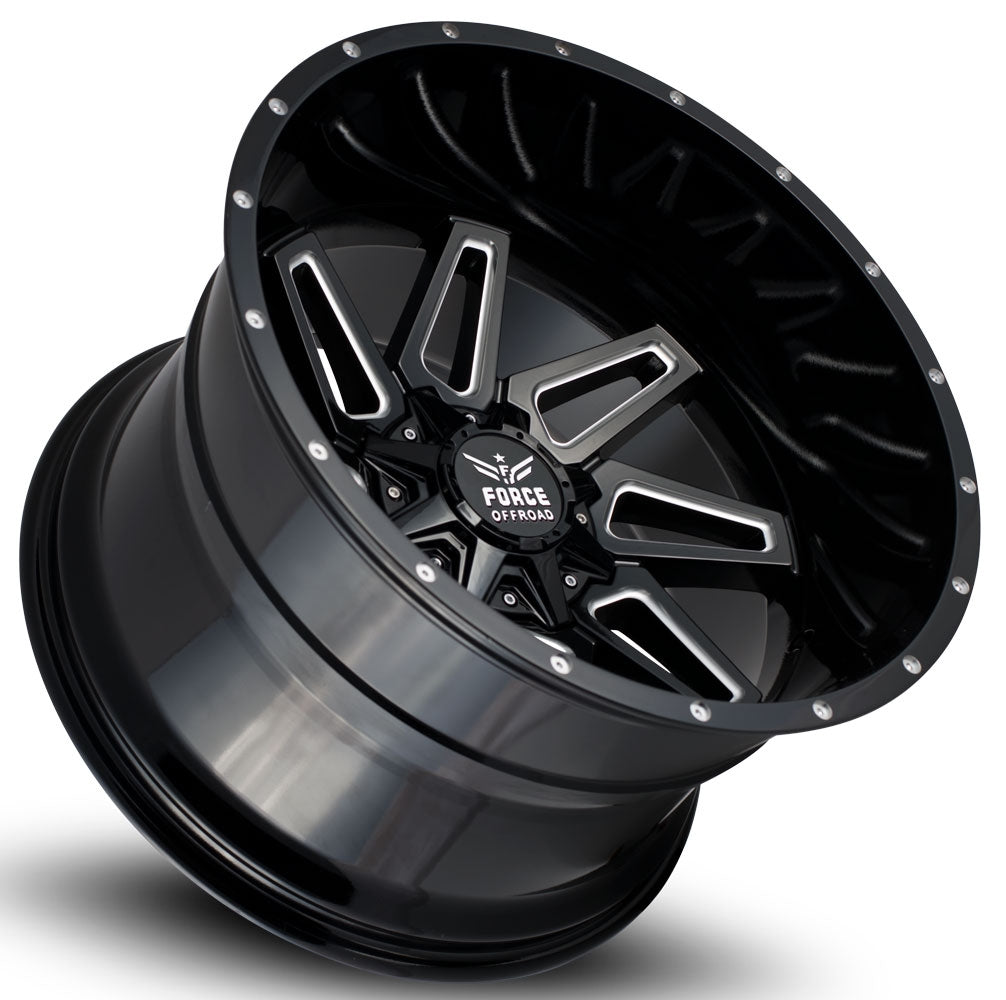 20x12 Force Off-Road F02 Black Milled (* May Require Trimming) 5x5.5/139.7 5x150 -44mm - Flex Offroad