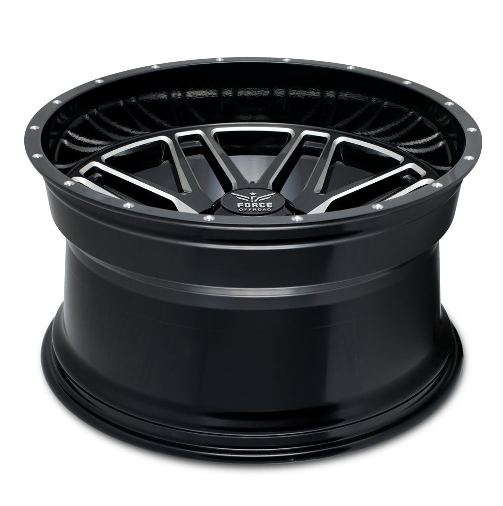 20x12 Force Off-Road F04 Gloss Black Milled (* May Require Trimming) 6x5.5/139.7 -44mm