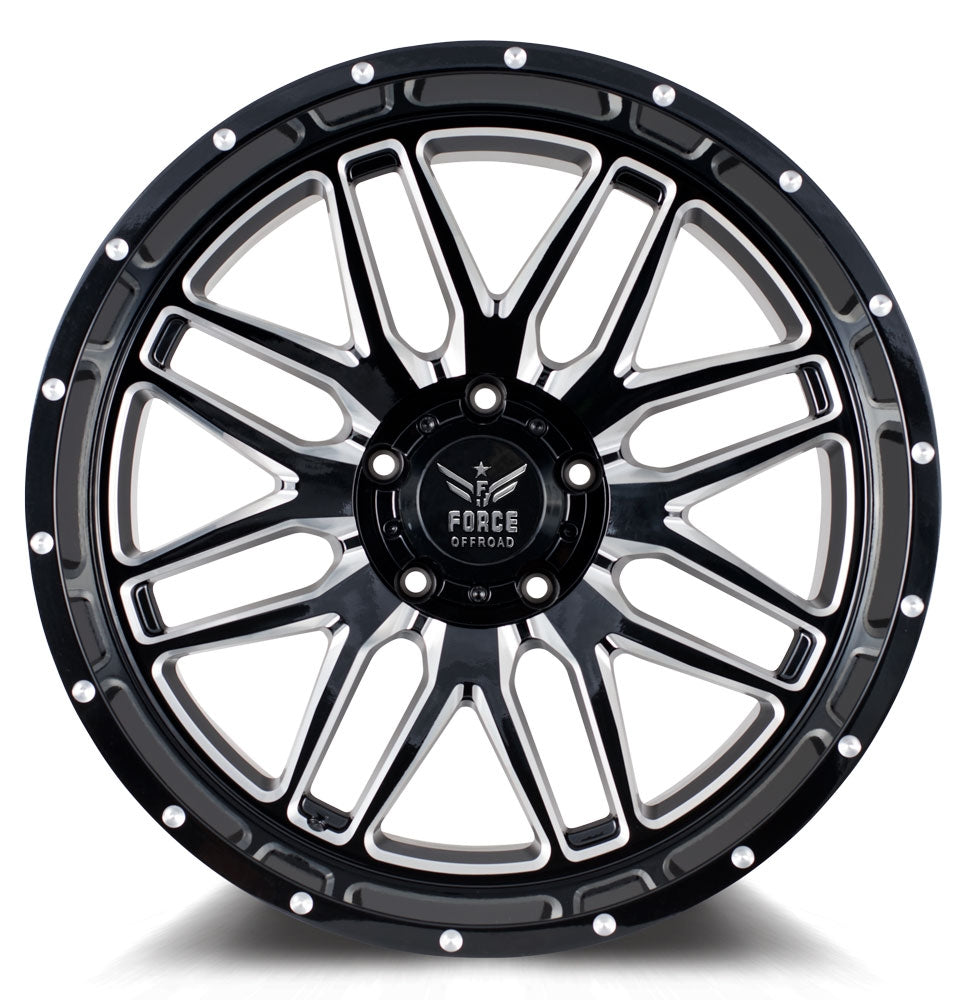 20x12 Force Off-Road F04 Gloss Black Milled (* May Require Trimming) 6x5.5/139.7 -44mm