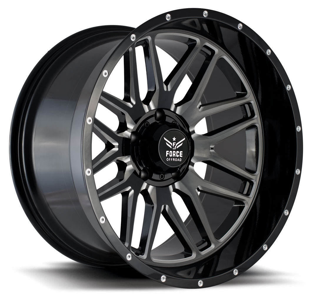 20x12 Force Off-Road F04 Gloss Black Milled (* May Require Trimming) 6x5.5/139.7 -44mm