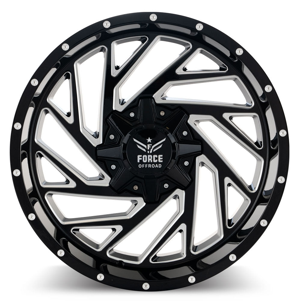 20x10 Force Off-Road F16 Gloss Black Milled 5x5.5/139.7 5x150 -12mm - Flex Offroad