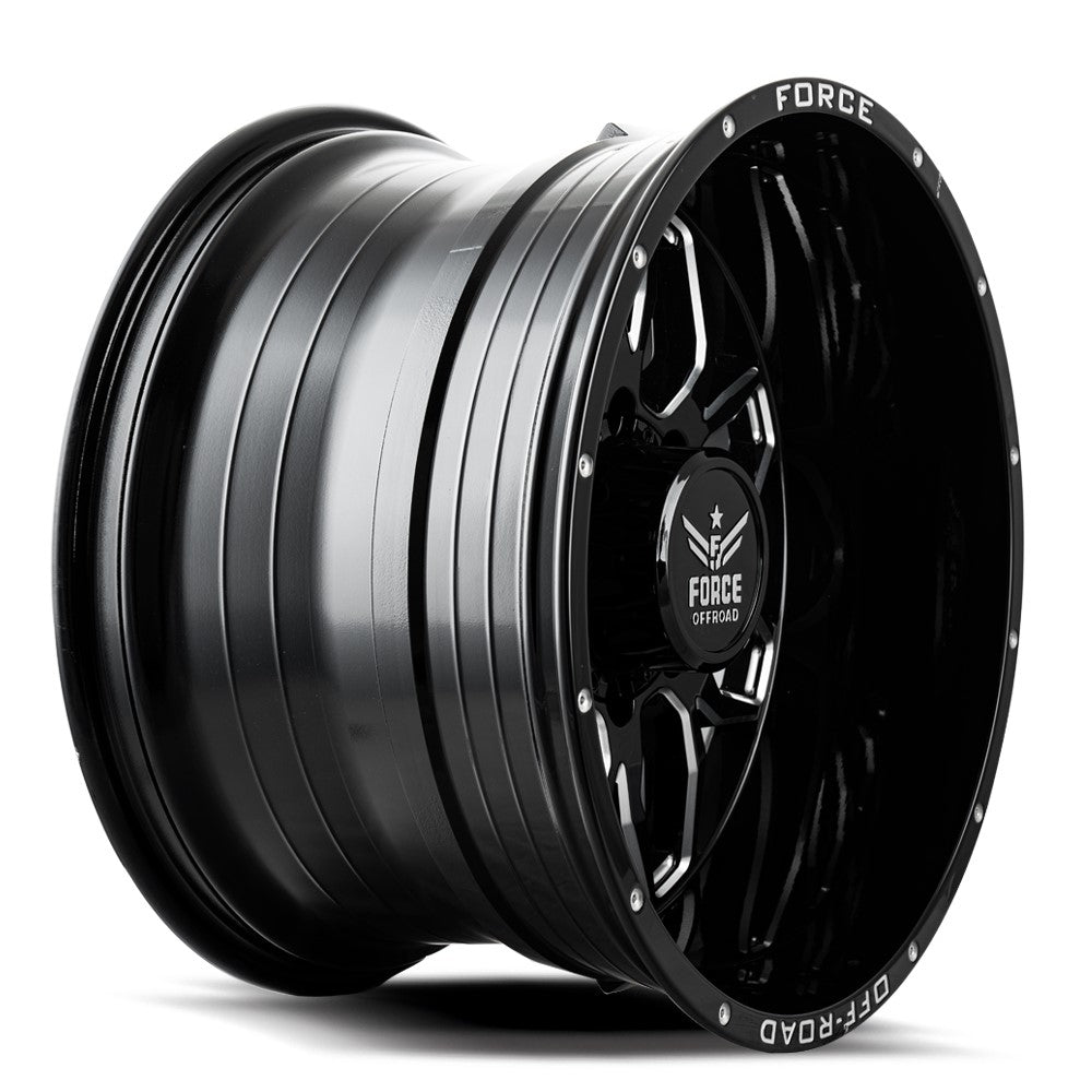 20x10 Force Off-Road F30 Gloss Black Milled 5x5.5/139.7 5x150 -12mm - Flex Offroad
