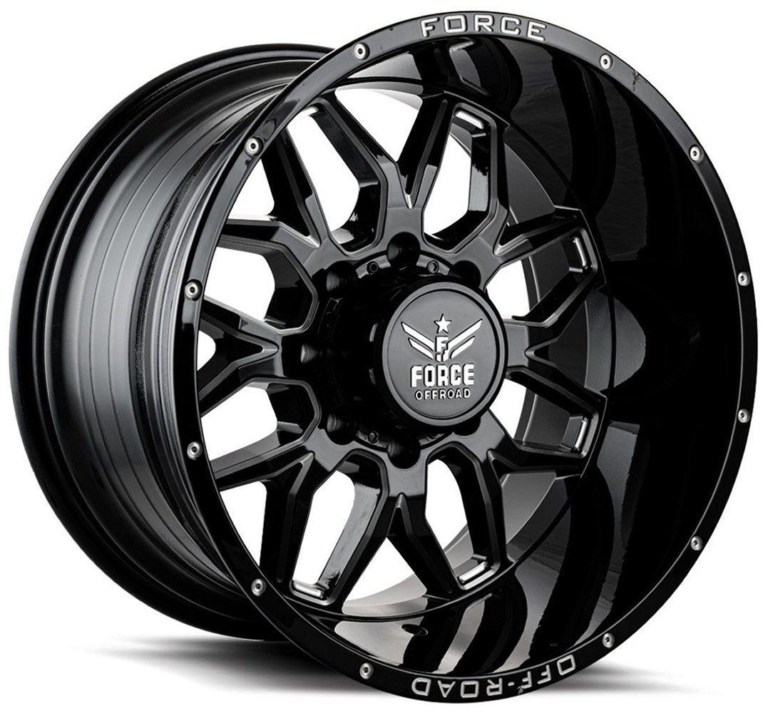 20x10 Force Off-Road F30 Gloss Black Milled 8x170 -12mm - Flex Offroad