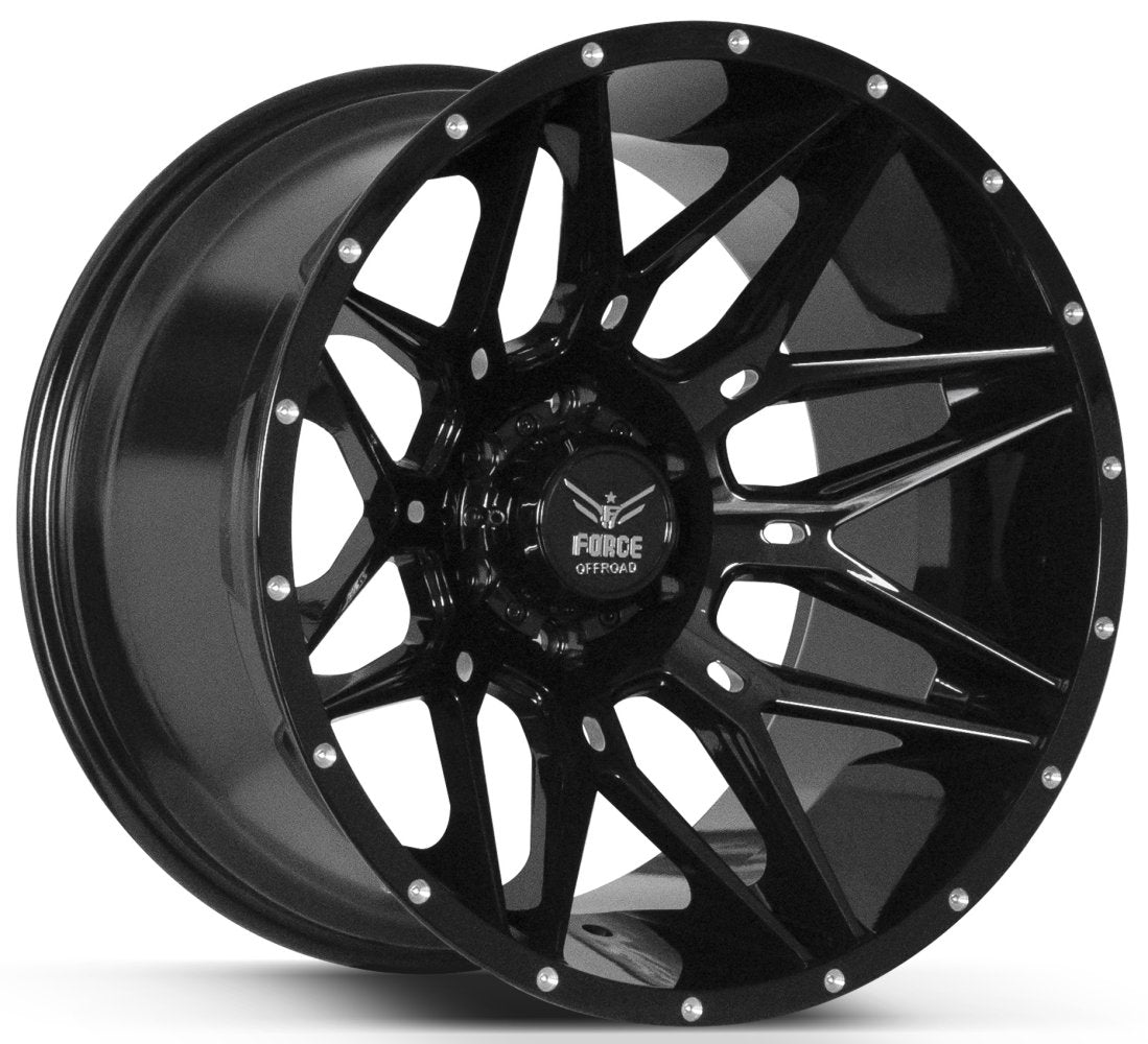 20x12 Force Off-Road F34 Gloss Black (* May Require Trimming) 6x5.5/139.7 -44mm - Flex Offroad