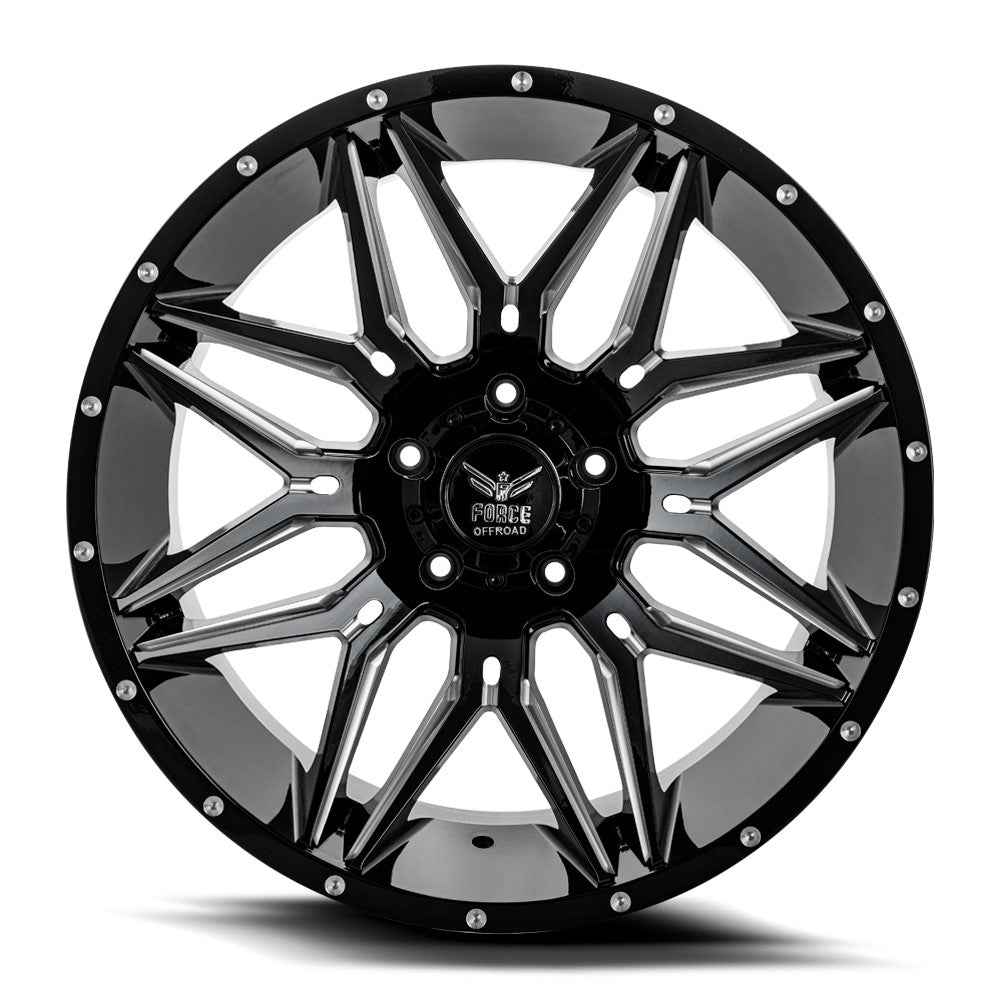 22x12 Force Off-Road F34 Gloss Black Milled (* May Require Trimming) 5x5/127 -44mm - Flex Offroad