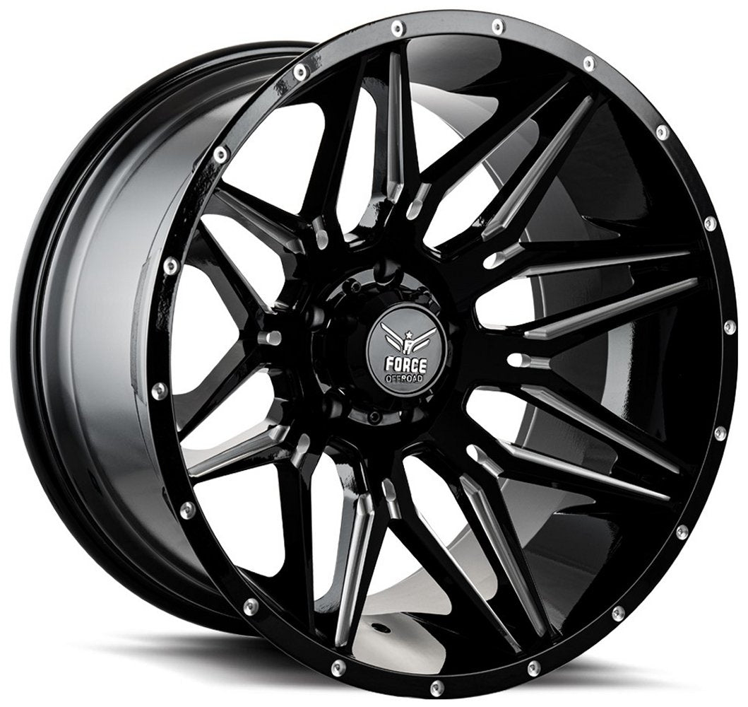 20x12 Force Off-Road F34 Gloss Black Milled (* May Require Trimming) 5x5.5/139.7 -44mm - Flex Offroad