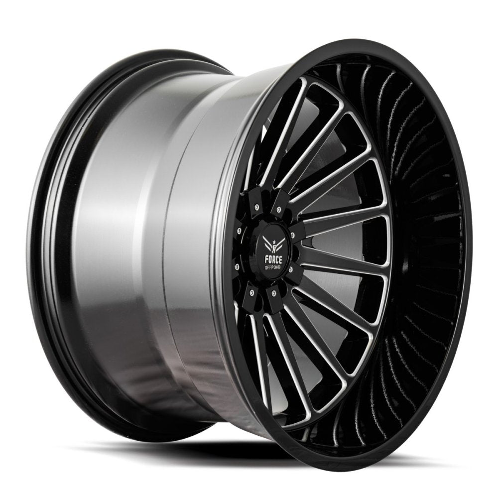 20x12 Force Off-Road F40 Gloss Black Milled (* May Require Trimming) 5x5/127 5x5.5/139.7 -44mm - Flex Offroad