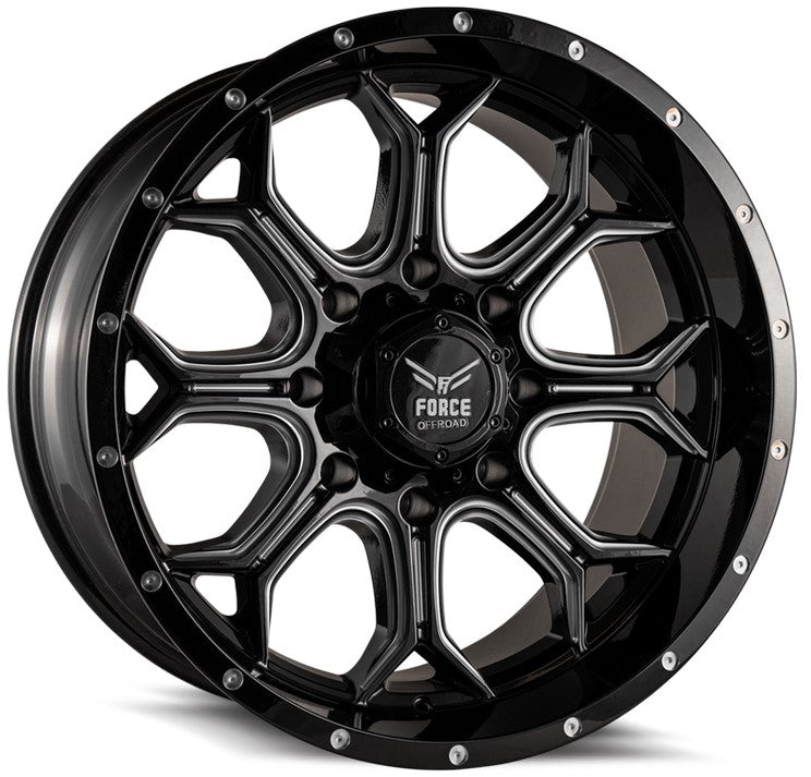22x12 Force Off-Road F42 Gloss Black Milled (* May Require Trimming) 5x5.5/139.7 -44mm - Flex Offroad