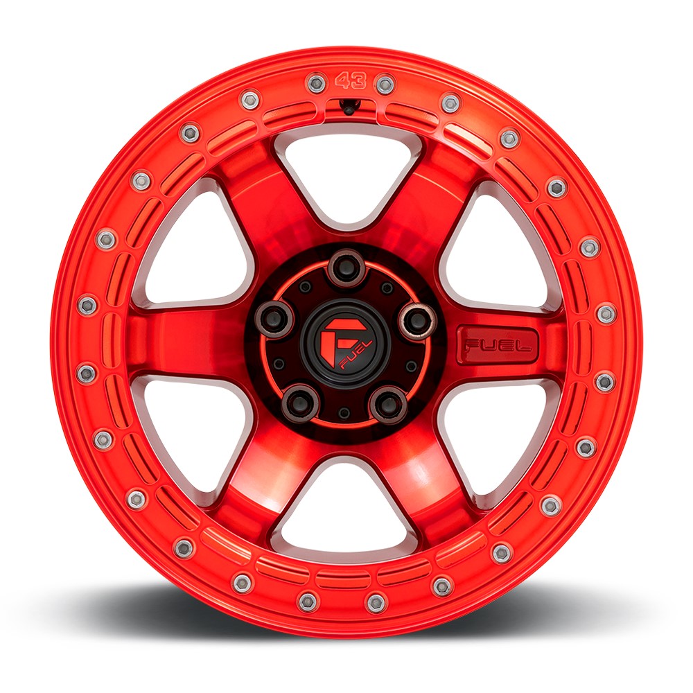 (Clearance - No Returns) 17x8.5 Fuel Off-Road Block Beadlock Candy Red w/ Candy Red Ring D123 6x5.5/139.7 0mm