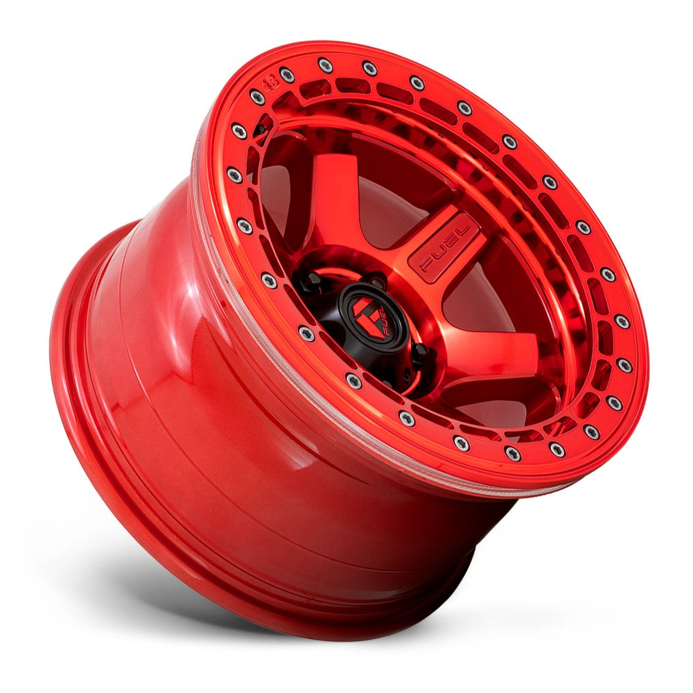 (Clearance - No Returns) 17x9 Fuel Off-Road Block Beadlock Candy Red w/ Candy Red Ring D123 6x5.5/139.7 -15mm