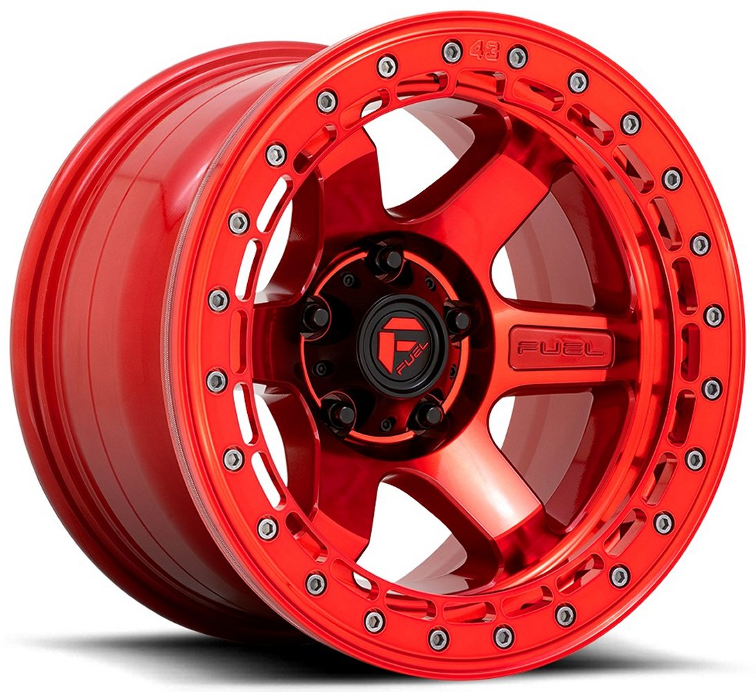 (Clearance - No Returns) 17x9 Fuel Off-Road Block Beadlock Candy Red w/ Candy Red Ring D123 6x5.5/139.7 -15mm