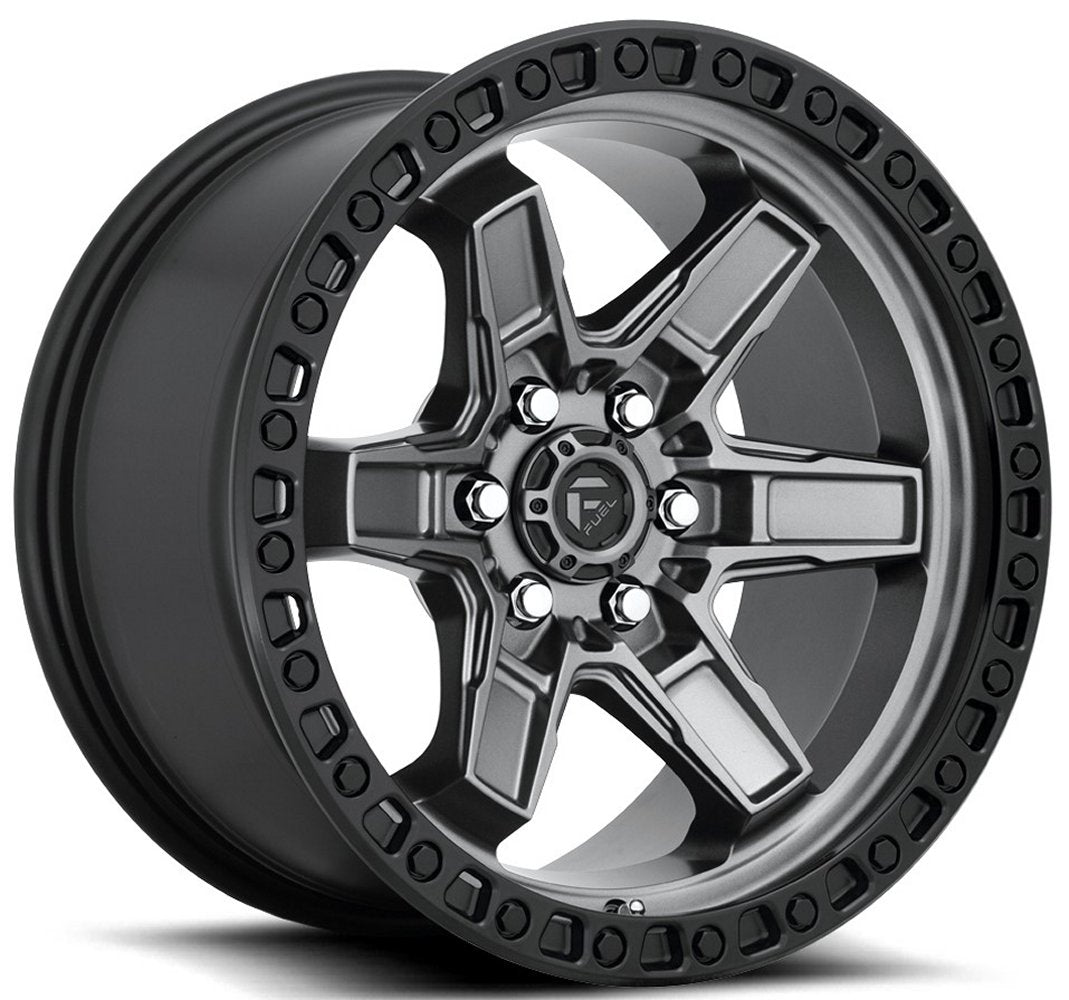 17x9 Fuel Off-Road Kicker 6 Anthracite w/ Black Lip D698 6x5.5/139.7 -12mm - Flex Offroad