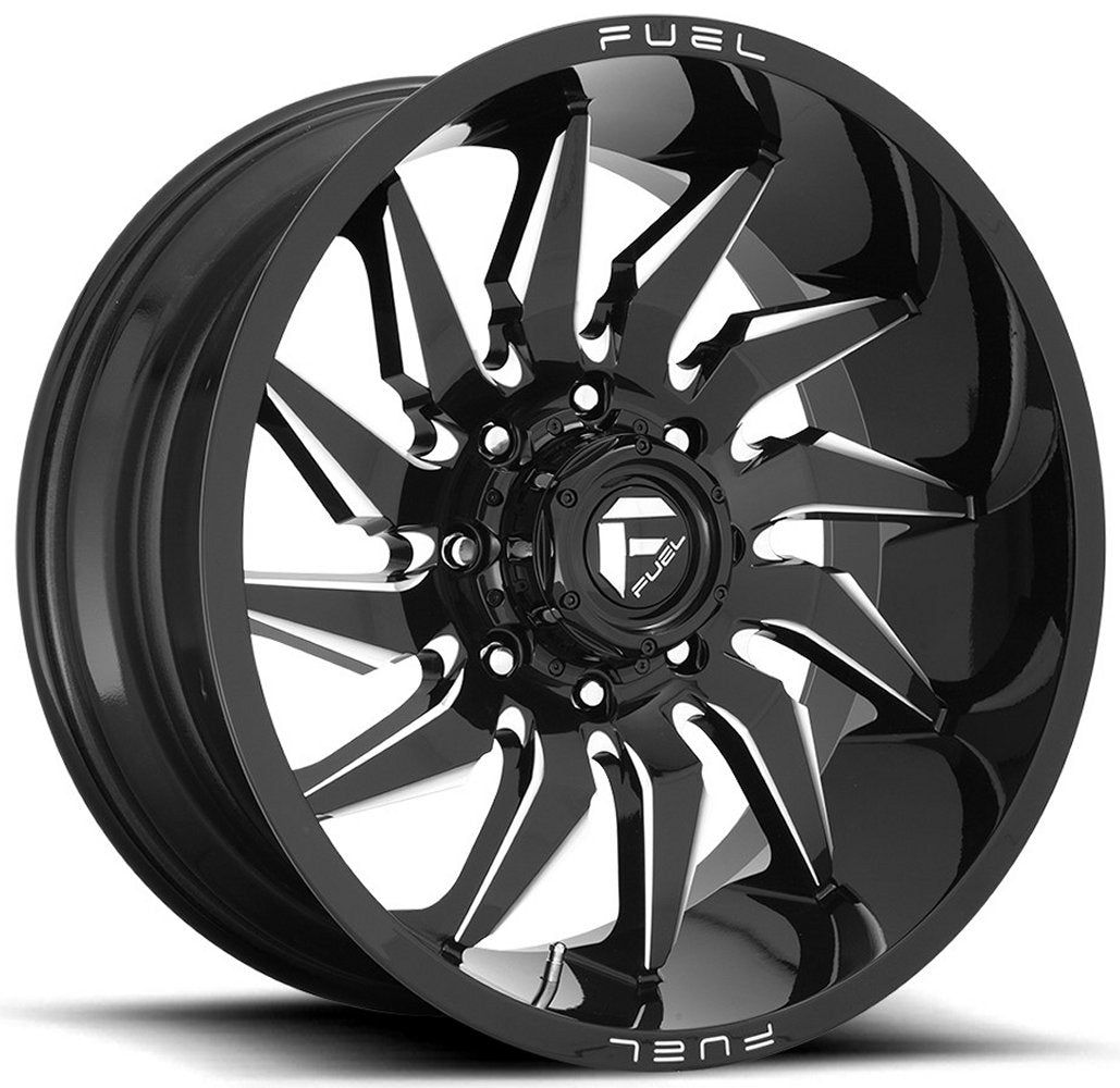 (Clearance - No Returns) 20x9 Fuel Off-Road Saber Gloss Black Milled D744 8x6.5/165 20mm