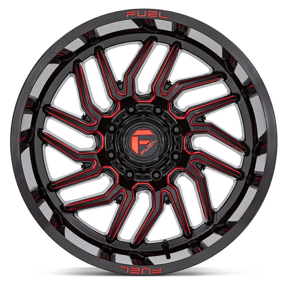 (Clearance - No Returns) 20x9 Fuel Off-Road Hurricane Gloss Black Milled w/ Red Tint D808 5x5.5/139.7 1mm - Flex Offroad