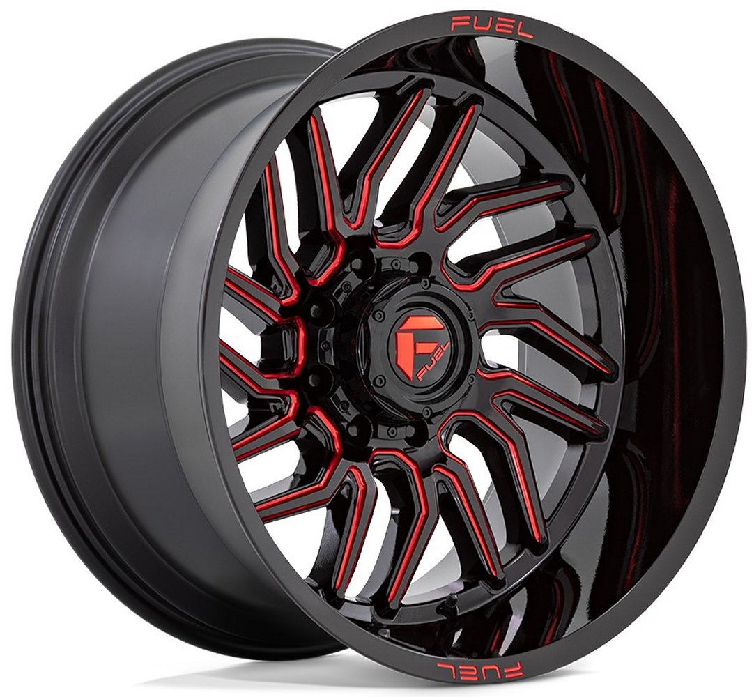 (Clearance - No Returns) 20x9 Fuel Off-Road Hurricane Gloss Black Milled w/ Red Tint D808 5x5.5/139.7 1mm - Flex Offroad