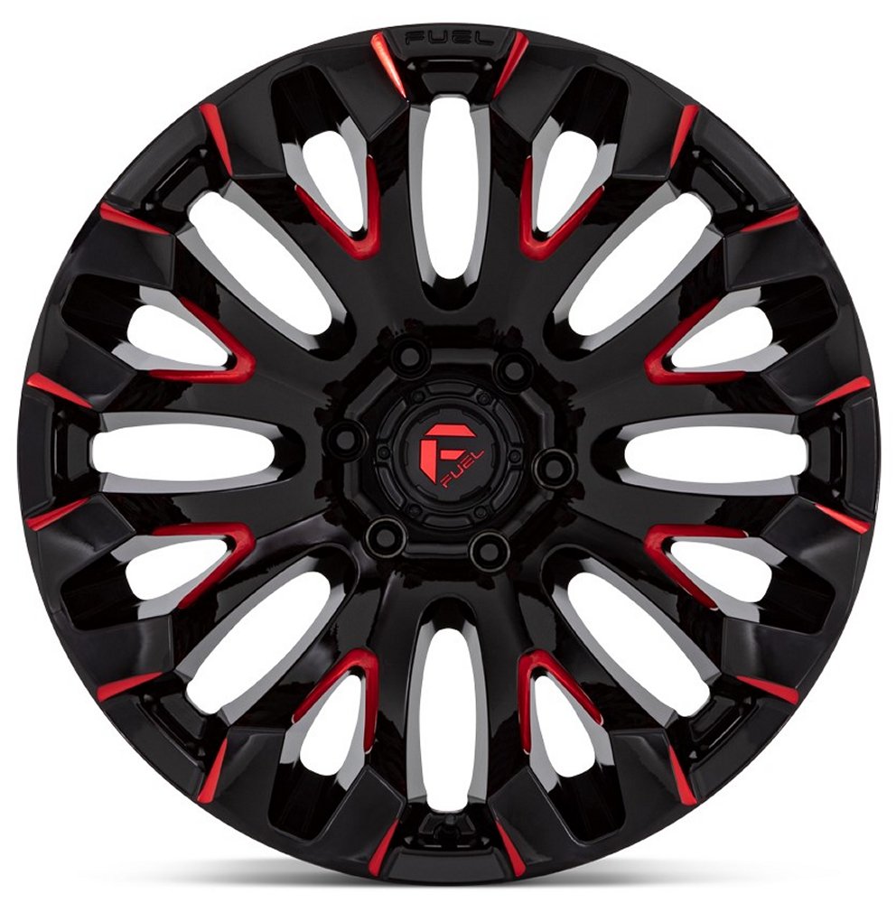 (Clearance - No Returns) 18x9 Fuel Off-Road Quake Gloss Black Milled w/ Red Tint D829 5x5.5/139.7 1mm