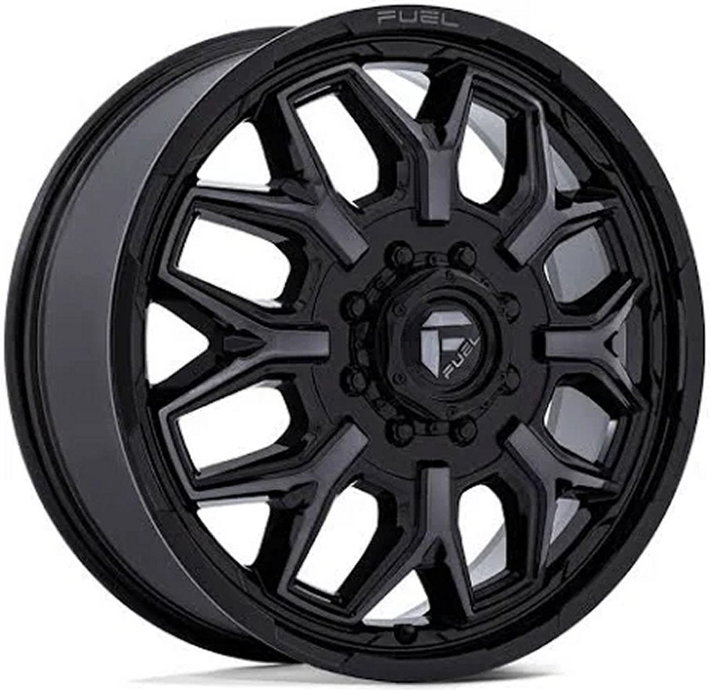 20x8.25 Fuel Off-Road Flux Gloss Black Brushed w/ Gray Tint Dually Front D875 8X170 104MM 125.1C.B. - Flex Offroad