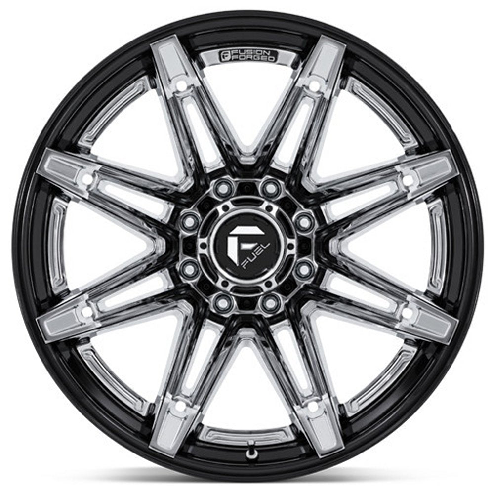 20x10 Fuel Off-Road Chrome w/ Gloss Black Lip FC401 6x135 -18mm - Flex Offroad