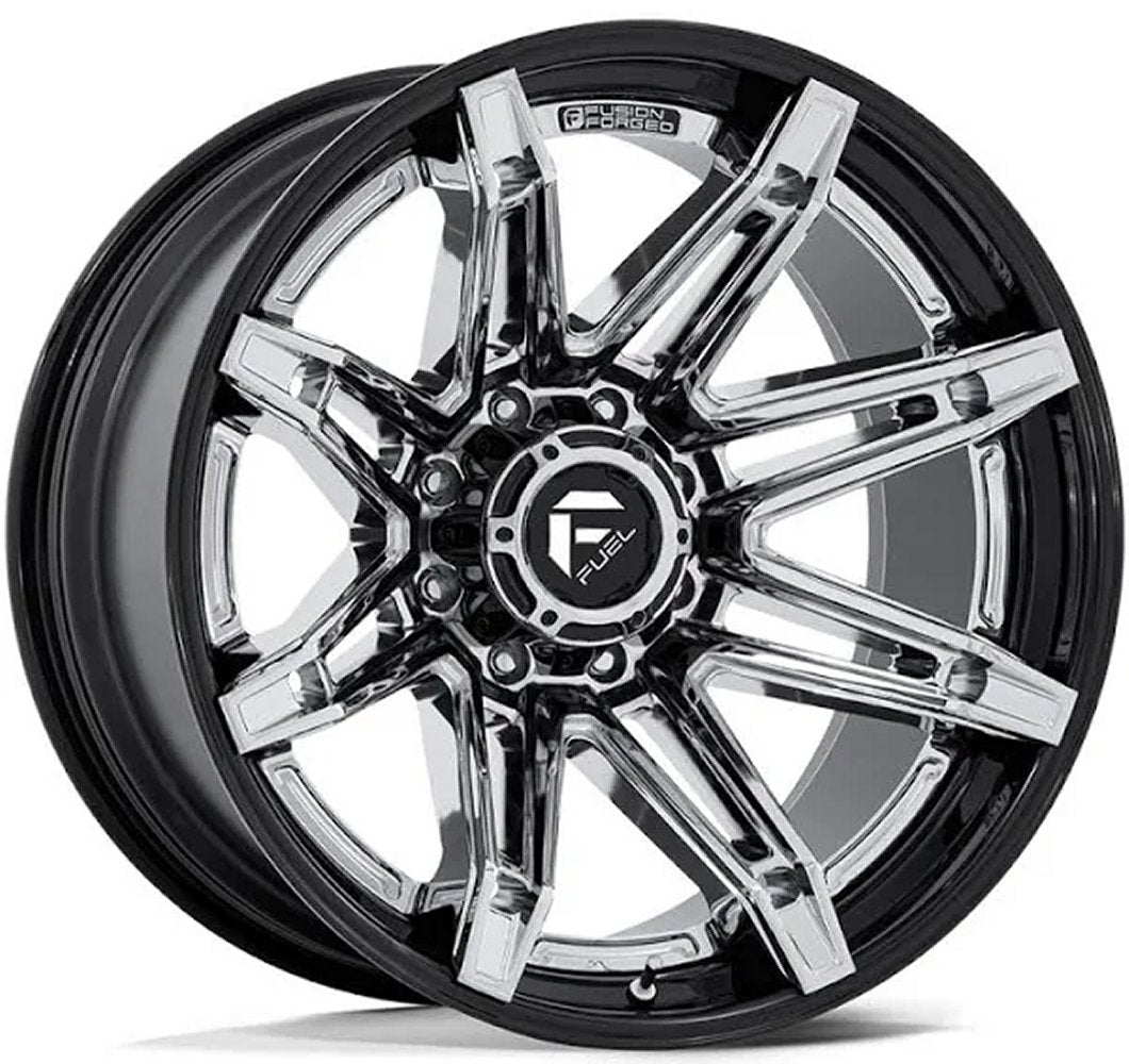 22x10 Fuel Off-Road Chrome w/ Gloss Black Lip FC401 8x170 -18mm - Flex Offroad