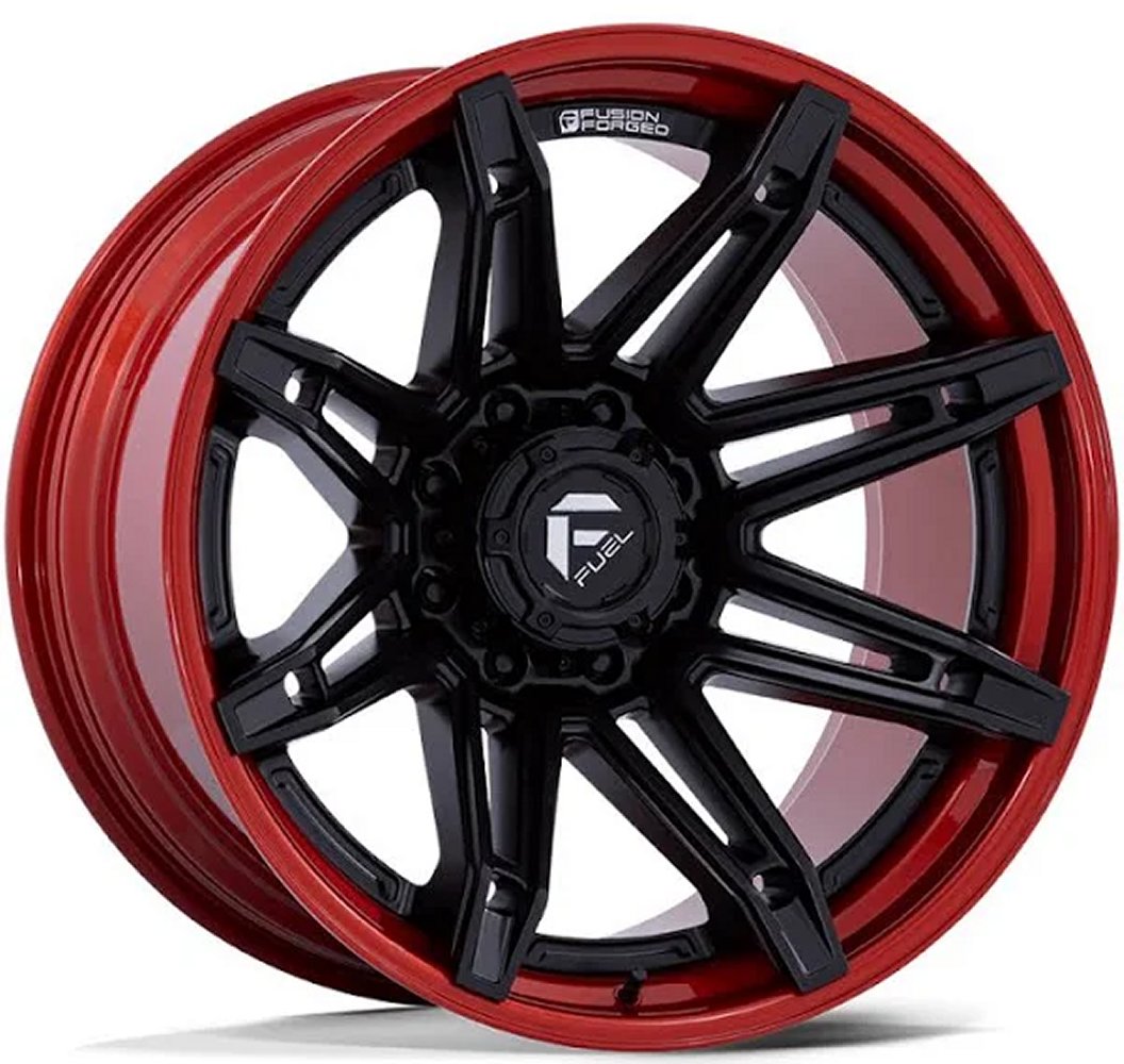22x10 Fuel Off-Road Matte Black w/ Candy Red Lip FC401 8x6.5/165 -18mm - Flex Offroad