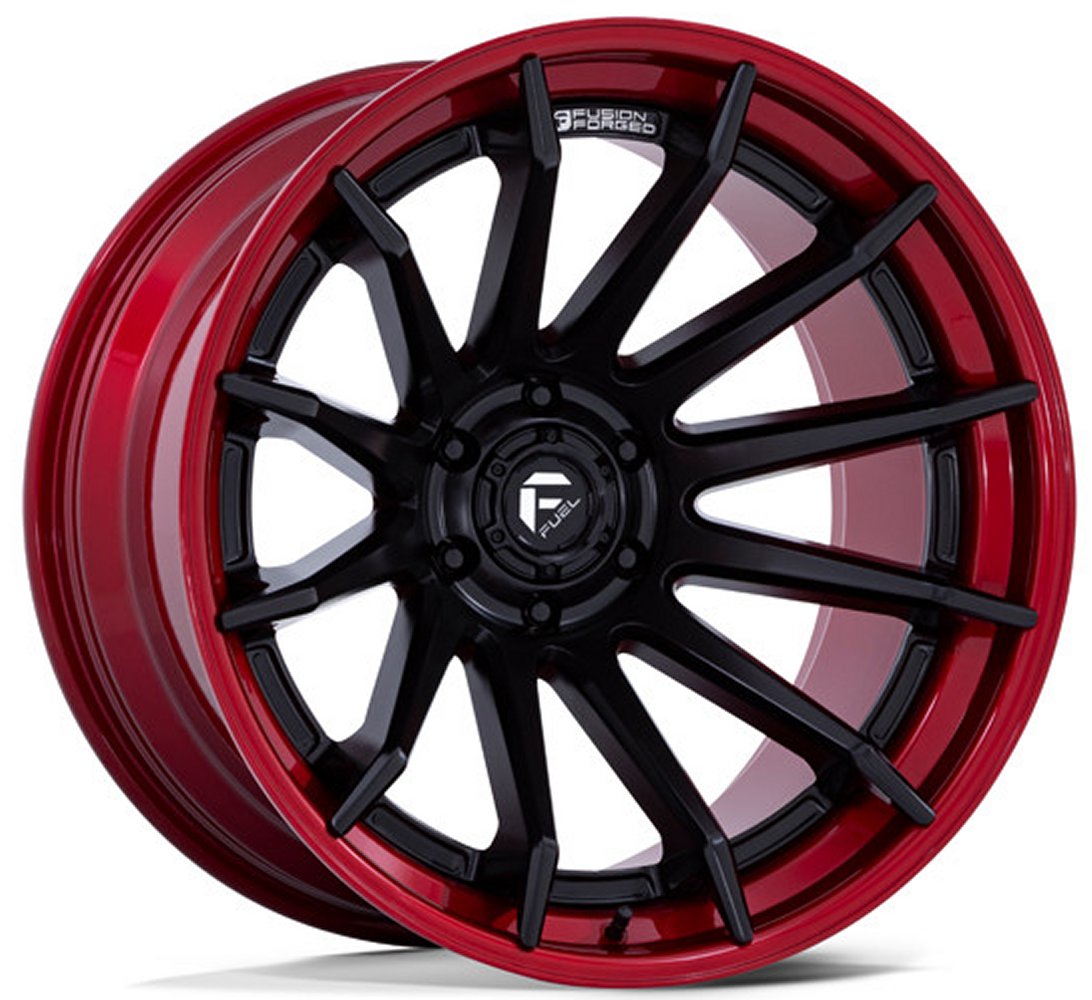 20X9 Fuel Off-Road Burn Matte Black w/ Candy Red Lip FC403 6x5.5/139.7 1mm - Flex Offroad