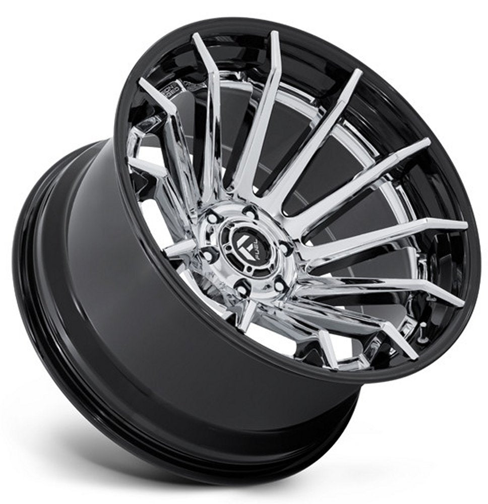 24x12 Fuel Off-Road Burn Chrome w/ Gloss Black Lip FC403 (* May Require Trimming) 6x5.5/139.7 -44mm - Flex Offroad
