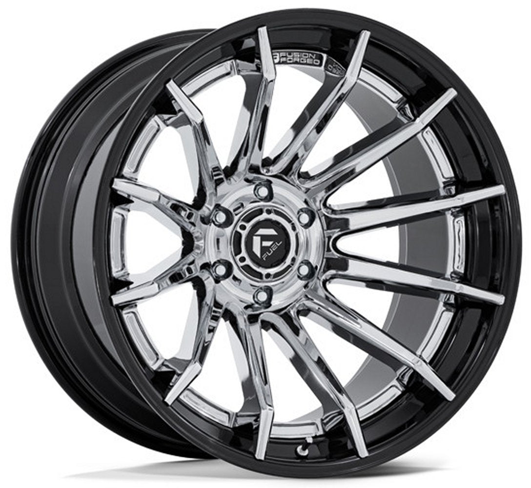 24x12 Fuel Off-Road Burn Chrome w/ Gloss Black Lip FC403 (* May Require Trimming) 6x5.5/139.7 -44mm - Flex Offroad