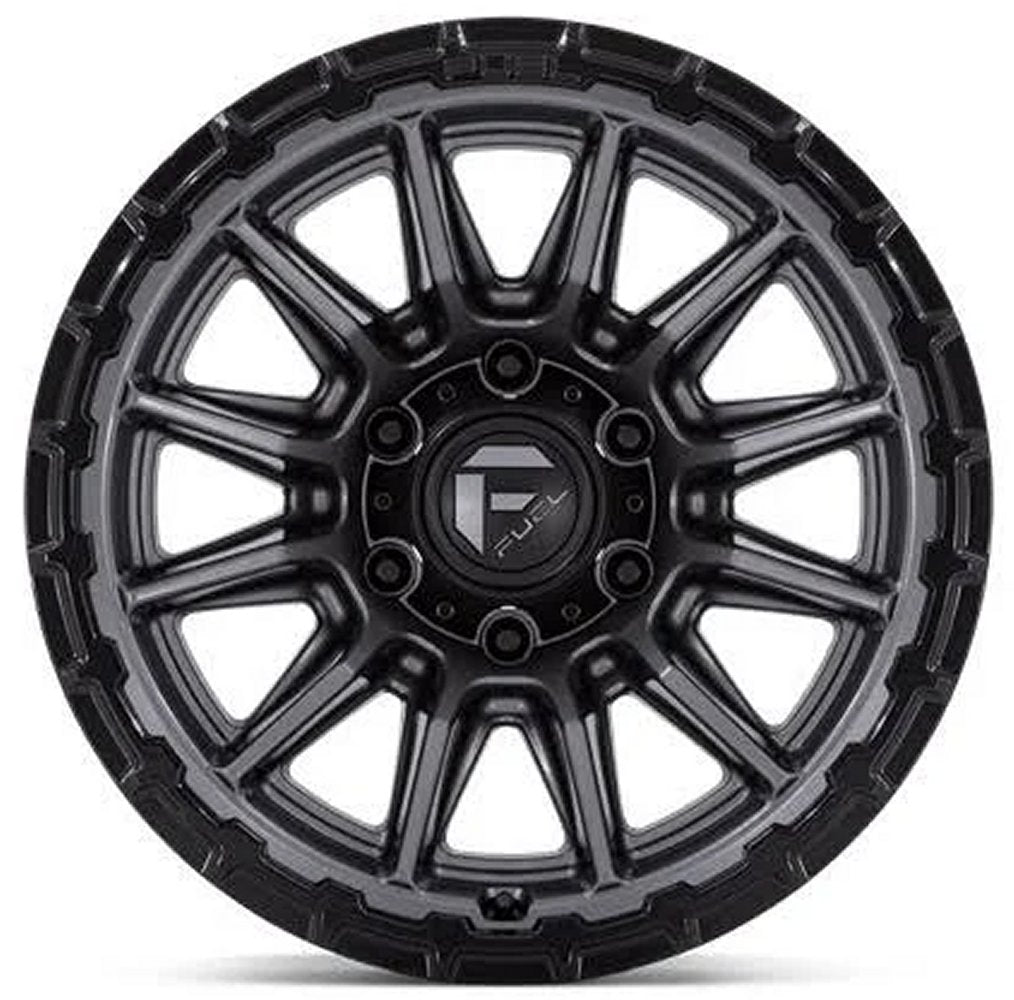 17X9 Fuel Off-Road Piston Matte Gunmetal w/ Gloss Black Lip FC866 5x5/127 1mm - Flex Offroad