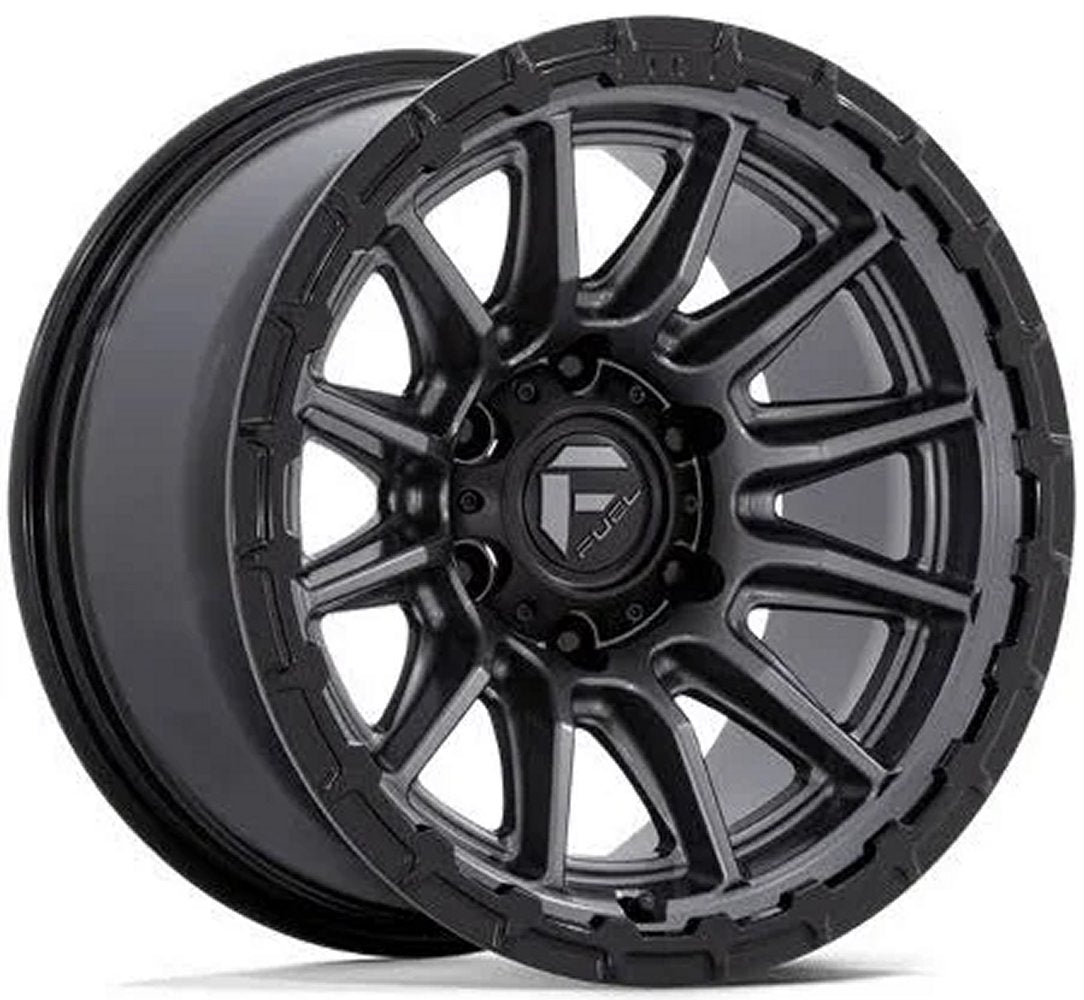 22X9.5 Fuel Off-Road Piston Matte Gunmetal w/ Gloss Black Lip FC866 6x135 20mm - Flex Offroad