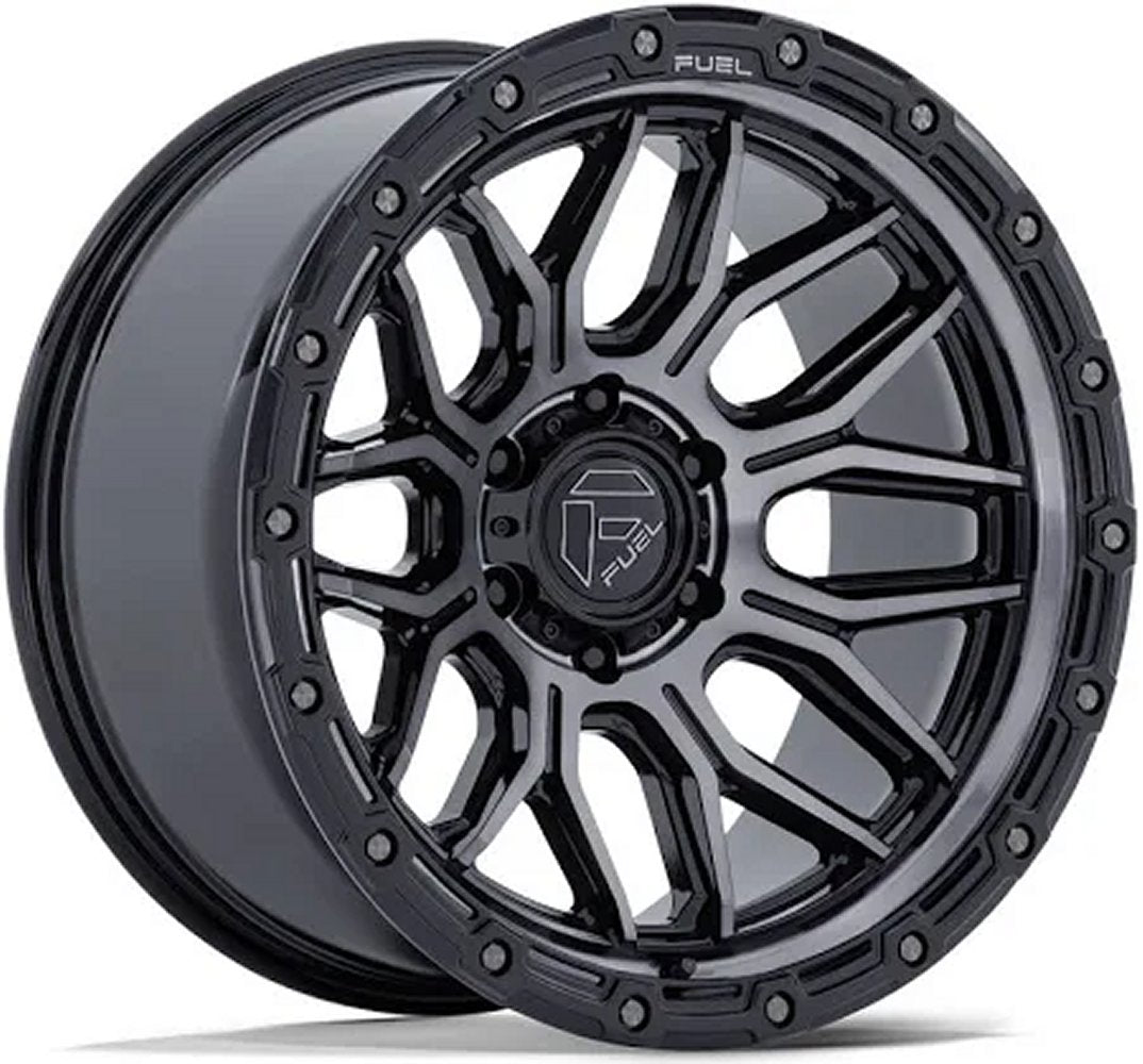 20X9 Fuel Off-Road Surge Gloss Black Machined w/ Gray Tint FC881 8x6.5/165 1mm - Flex Offroad