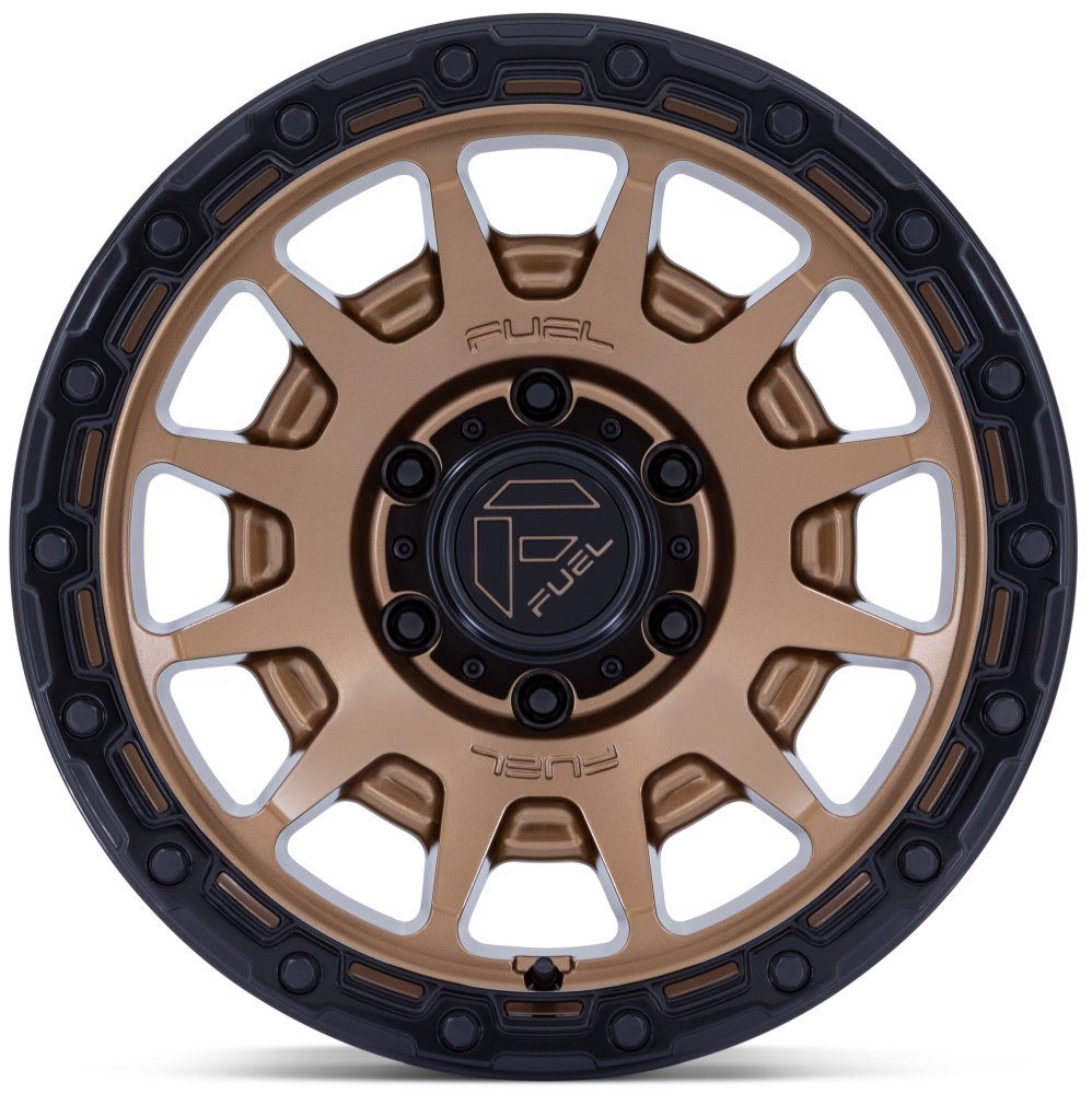17X8.5 Fuel Off-Road Fortress Matte Bronze w/ Gloss Black Lip FC884 5x5/127 25mm