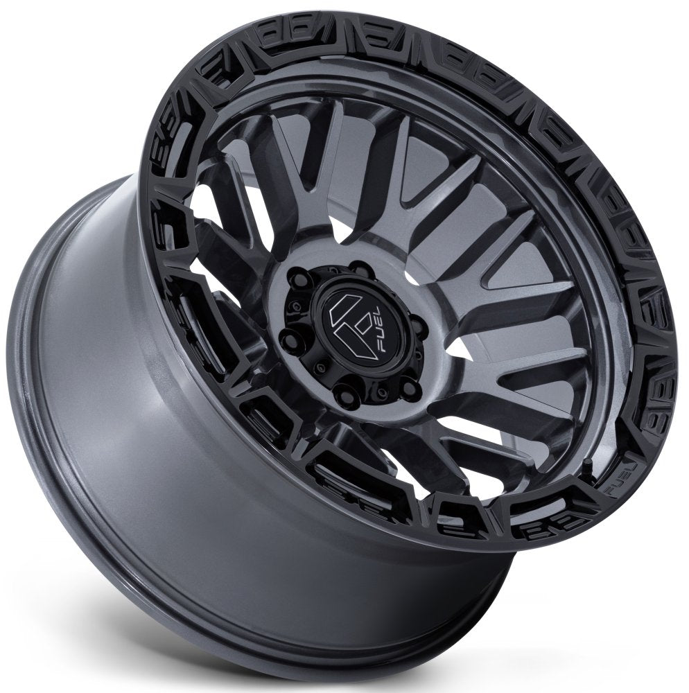 20X10 Fuel Off-Road Rail Gloss Gunmetal w/ Gloss Black Lip FC890 6x135 -18mm