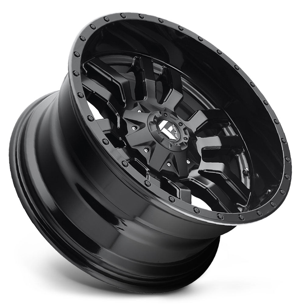 20X9 Fuel Off-Road Sledge Matte Black w/ Gloss Black Lip D596 8x180 20mm - Flex Offroad