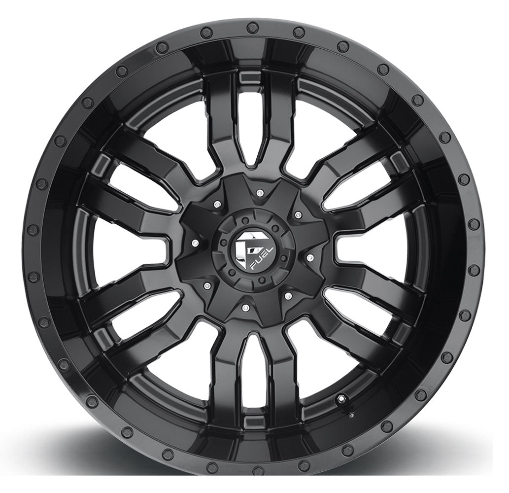 20X9 Fuel Off-Road Sledge Matte Black w/ Gloss Black Lip D596 8x180 20mm - Flex Offroad