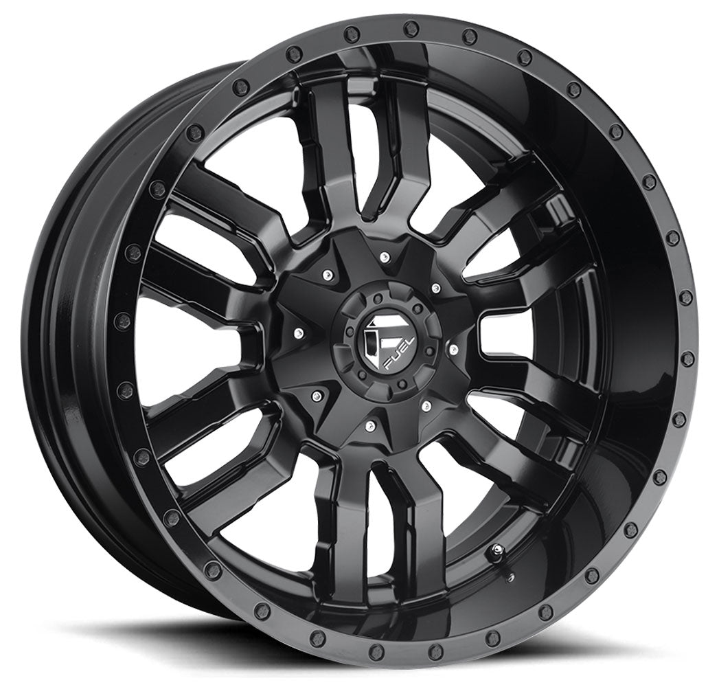 20X9 Fuel Off-Road Sledge Matte Black w/ Gloss Black Lip D596 8x180 20mm - Flex Offroad
