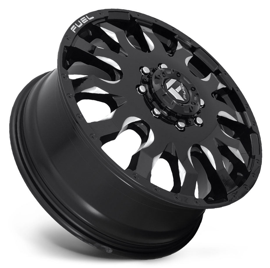 20x8.25 Fuel Off-Road Blitz Gloss Black Milled Dually Front D673 8X200 105mm 142.0 C.B. - Flex Offroad