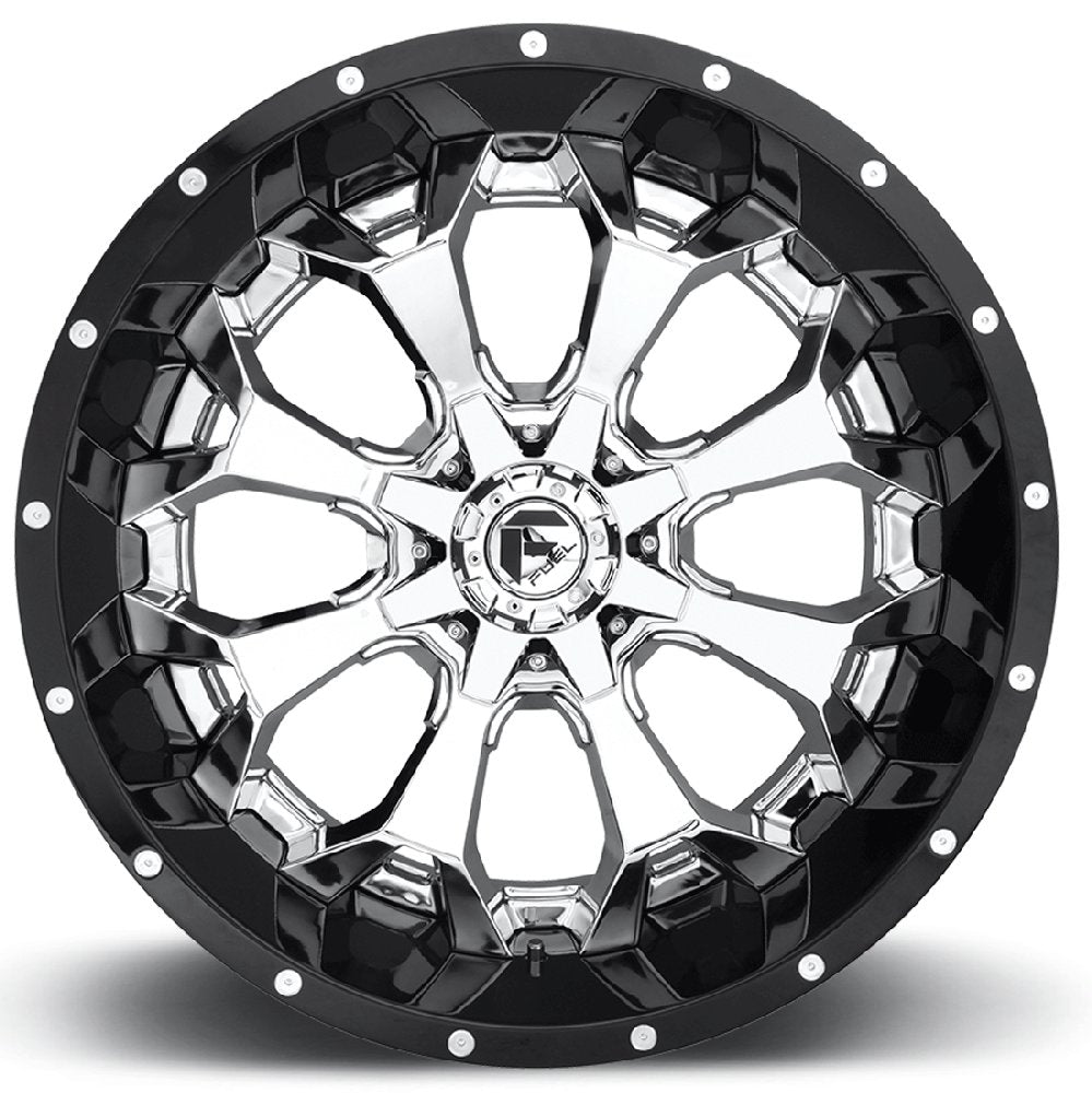 (Clearance - No Returns) 22x12 Fuel Off-Road Assault Chrome Face w/ Gloss Black Lip (Multi Piece) D246 (* May Require Trimming) 6x135 6x5.5/139.7 -44mm