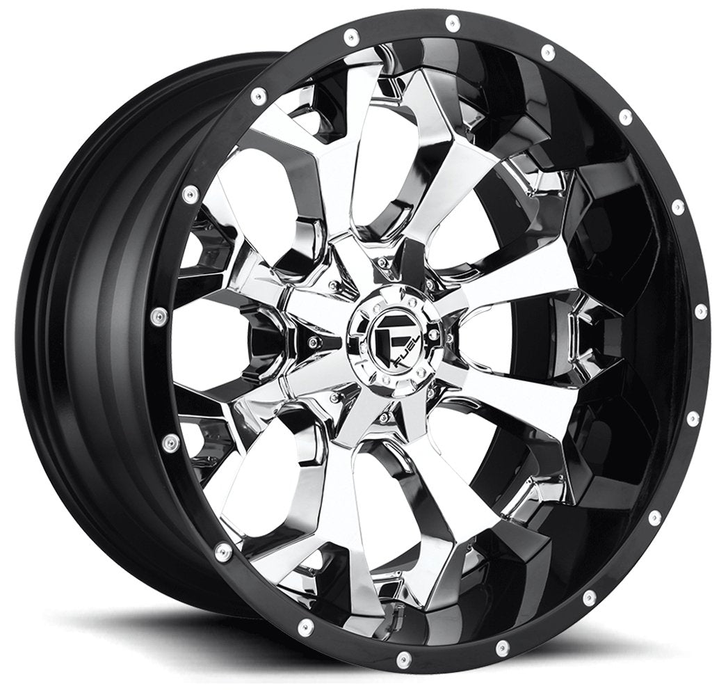 (Clearance - No Returns) 22x12 Fuel Off-Road Assault Chrome Face w/ Gloss Black Lip (Multi Piece) D246 (* May Require Trimming) 6x135 6x5.5/139.7 -44mm