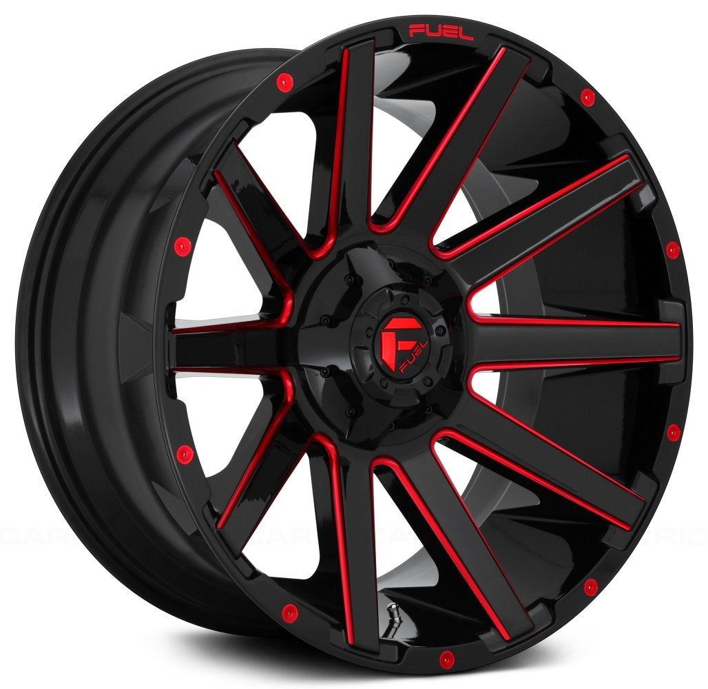 20x10 Fuel Off-Road Contra Gloss Black w/ Candy Red Accents D643 5x4.5/114.3 5x5/127 -18mm - Flex Offroad