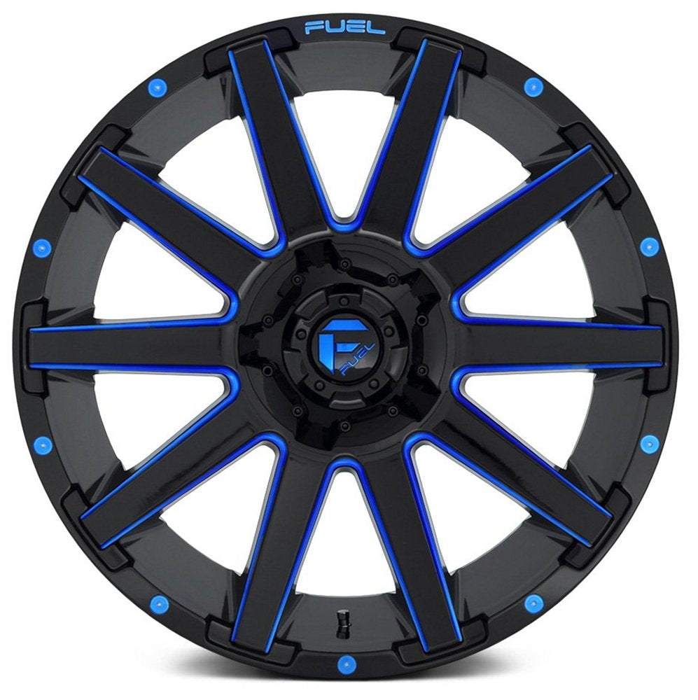 20x9 Fuel Off-Road Contra Gloss Black w/ Candy Blue Accents D644 6x5.5/139.7 6x135 2mm - Flex Offroad