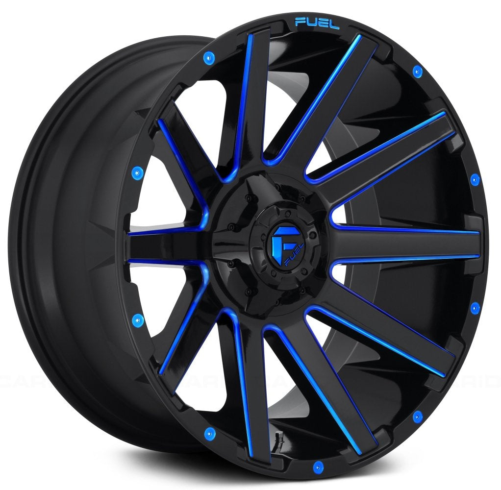 20x9 Fuel Off-Road Contra Gloss Black w/ Candy Blue Accents D644 5x4.5/114.3 5x5/127 1mm - Flex Offroad