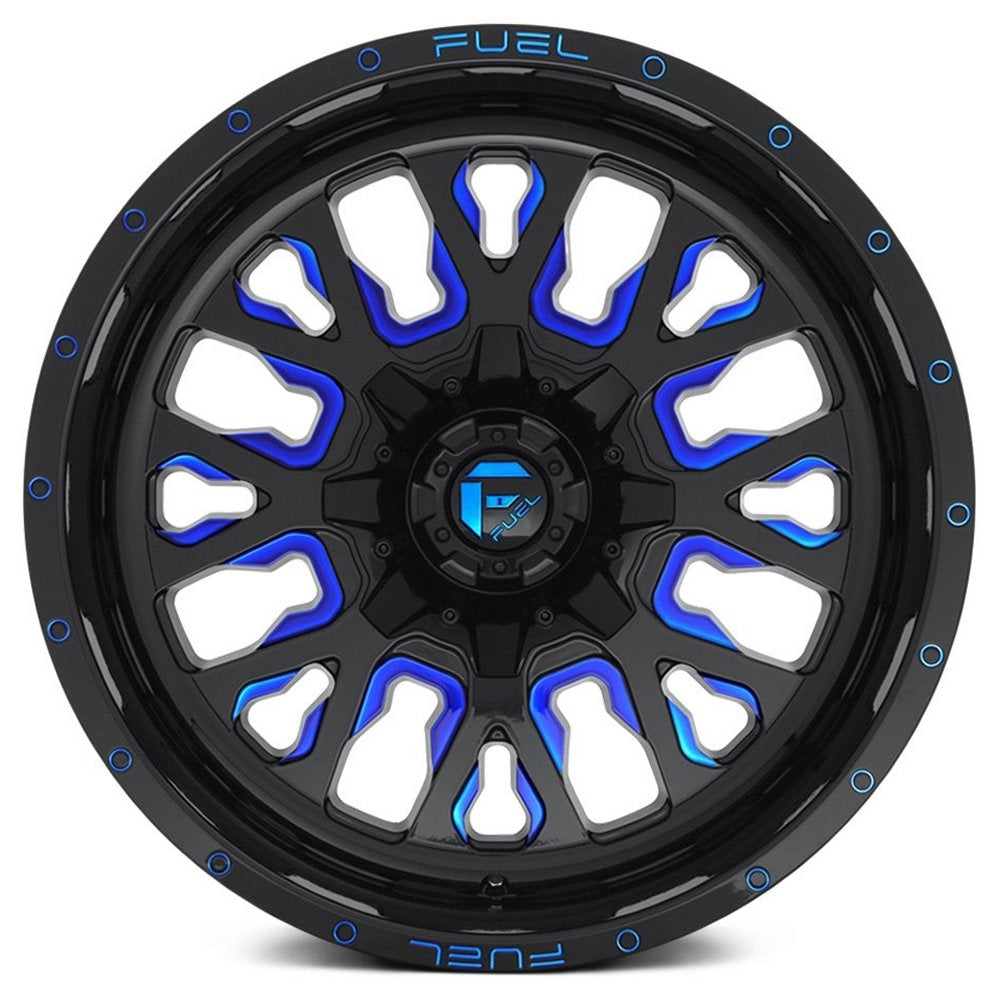 18x9 Fuel Off-Road Stroke Gloss Black w/ Candy Blue Accents D645 6x135 6x5.5/139.7 1mm