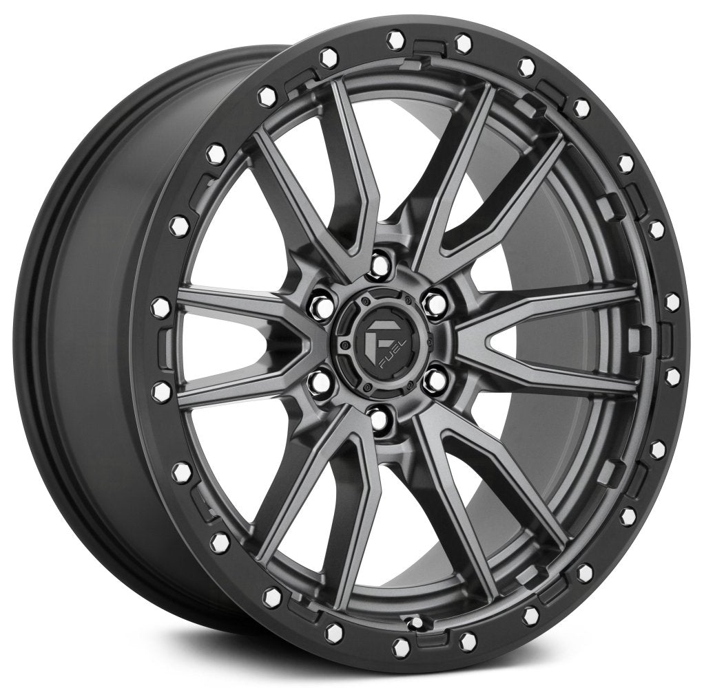17x9 Fuel Off-Road Rebel 6 Anthracite w/ Black Lip D680 (6 Lug) 6x5.5/139.7 1mm - Flex Offroad