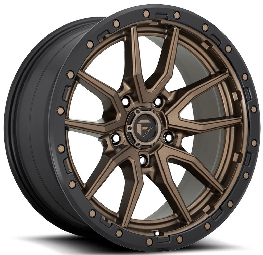 18x9 Fuel Off-Road Rebel 5 Bronze w/ Black Lip D681 (5 Lug) 5x150 1mm - Flex Offroad