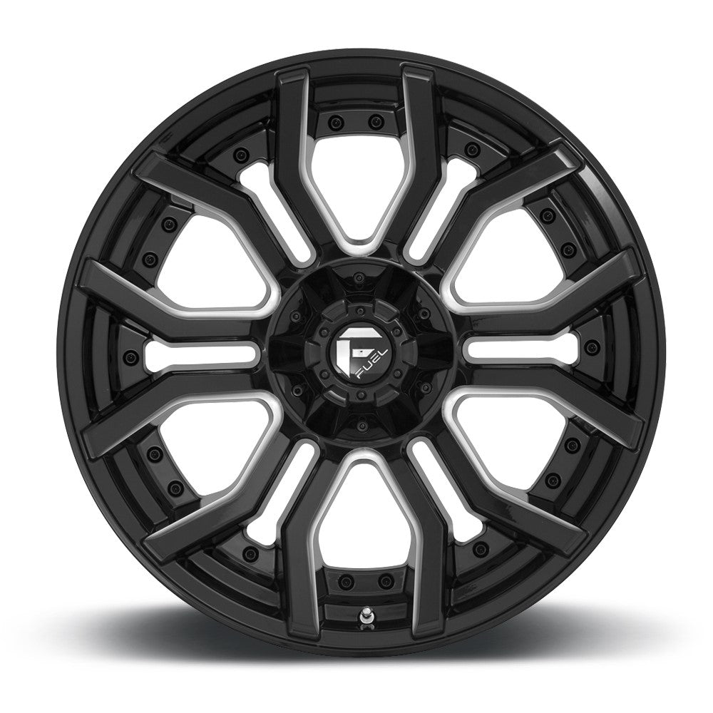 20x9 Fuel Off-Road Rage Gloss Black & Milled D711 5x5/127 5x5.5/139.7 1mm - Flex Offroad