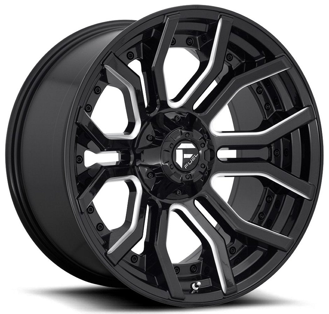 20x9 Fuel Off-Road Rage Gloss Black & Milled D711 5x5/127 5x5.5/139.7 1mm - Flex Offroad