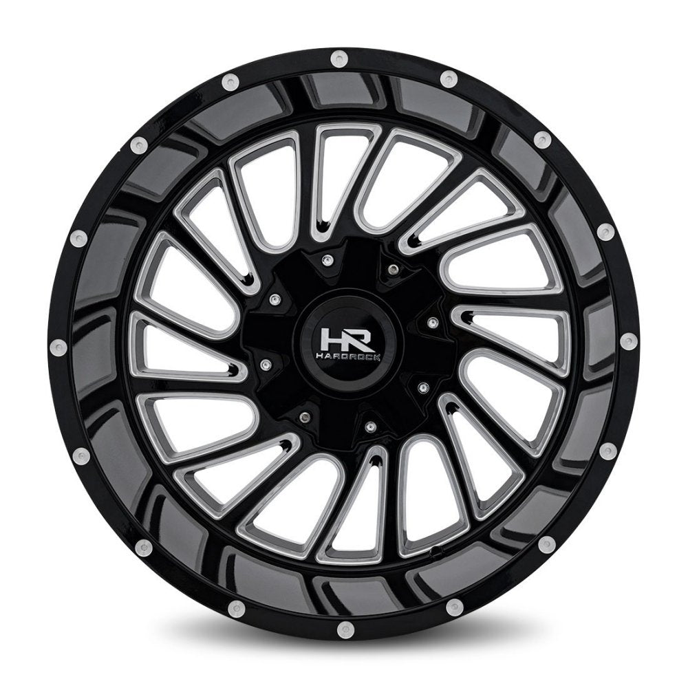 20x12 Hardrock Off-Road H708 Overdrive Gloss Black Milled (* May Require Trimming) 8x6.5/165 -51mm - Flex Offroad