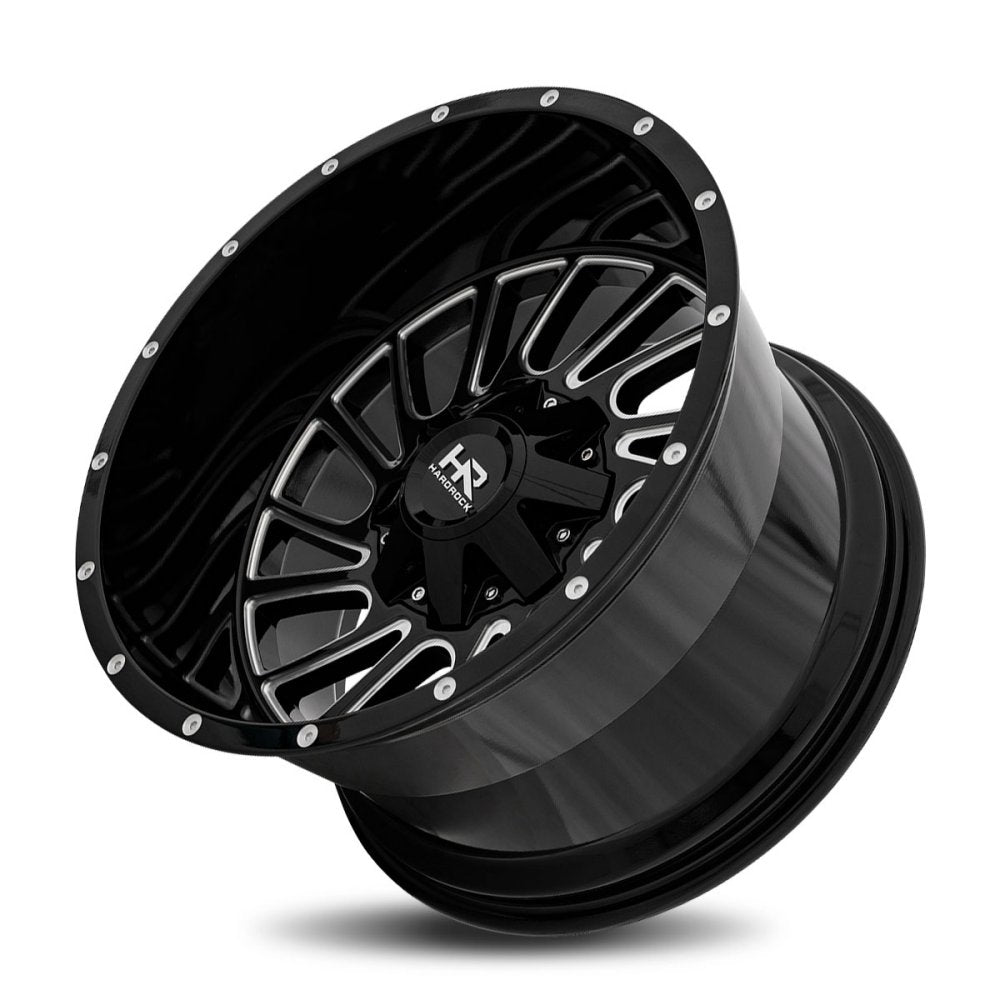 20x10 Hardrock Off-Road H708 Overdrive Gloss Black Milled 8x170 -19mm - Flex Offroad